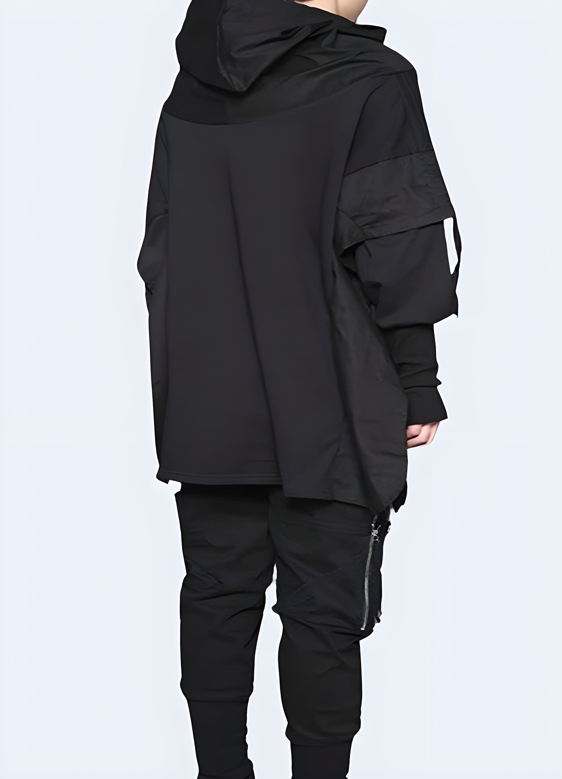 Gloves style on the ends of the sleeve hooded poncho.