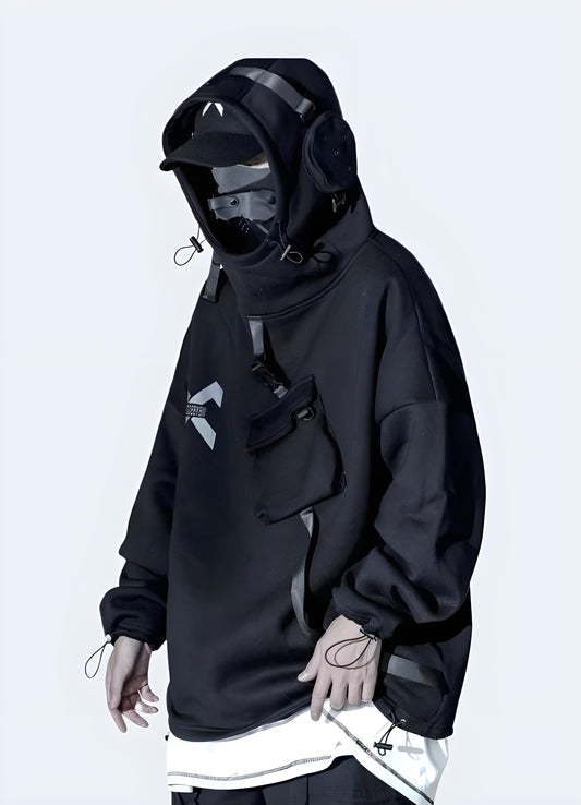 Stay comfortable and connected with this black hoodie.