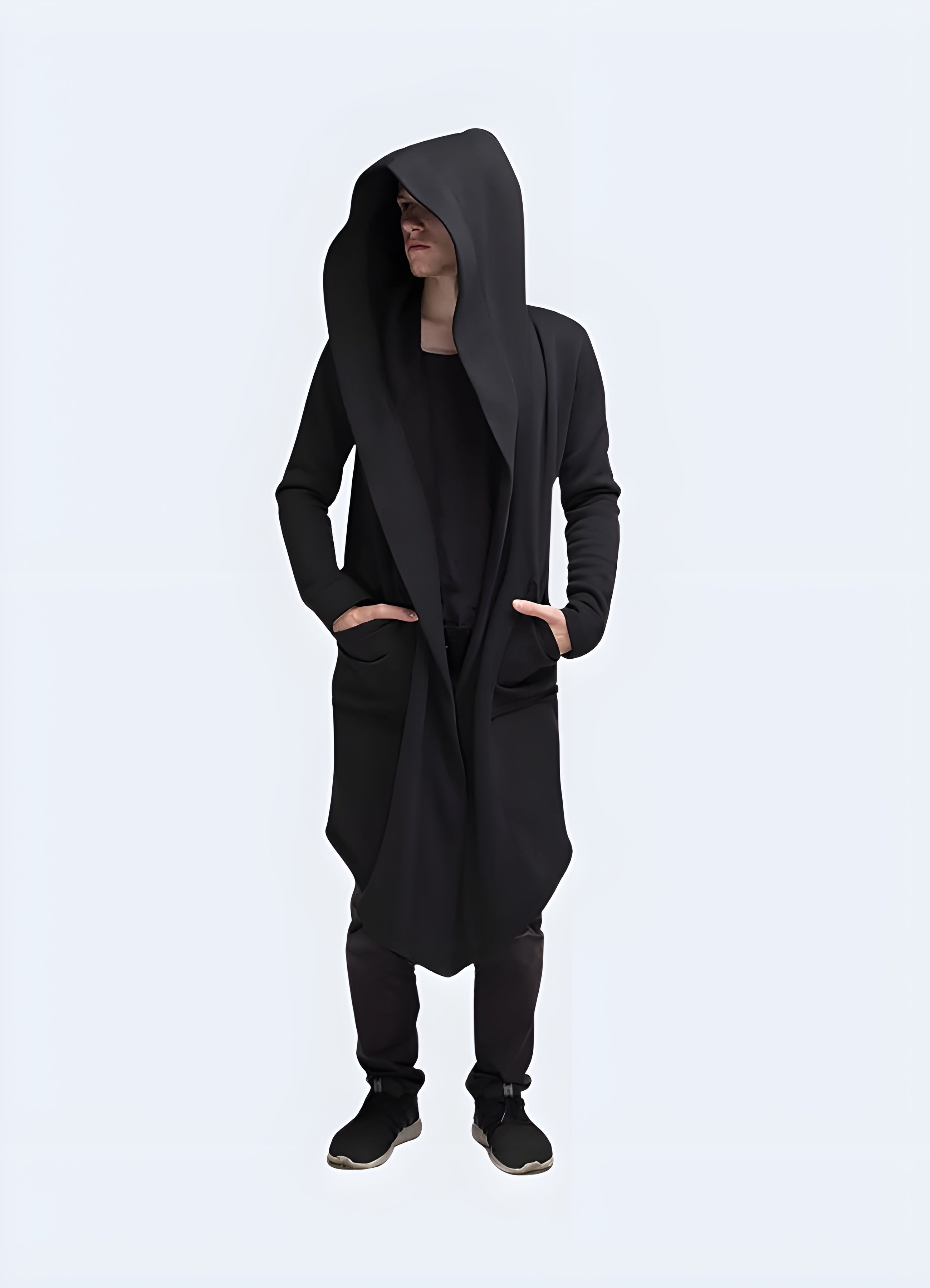 Long Black Hooded Cloak Techwear Australia