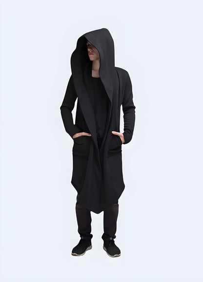 Long black goth style cloak comes with hood.