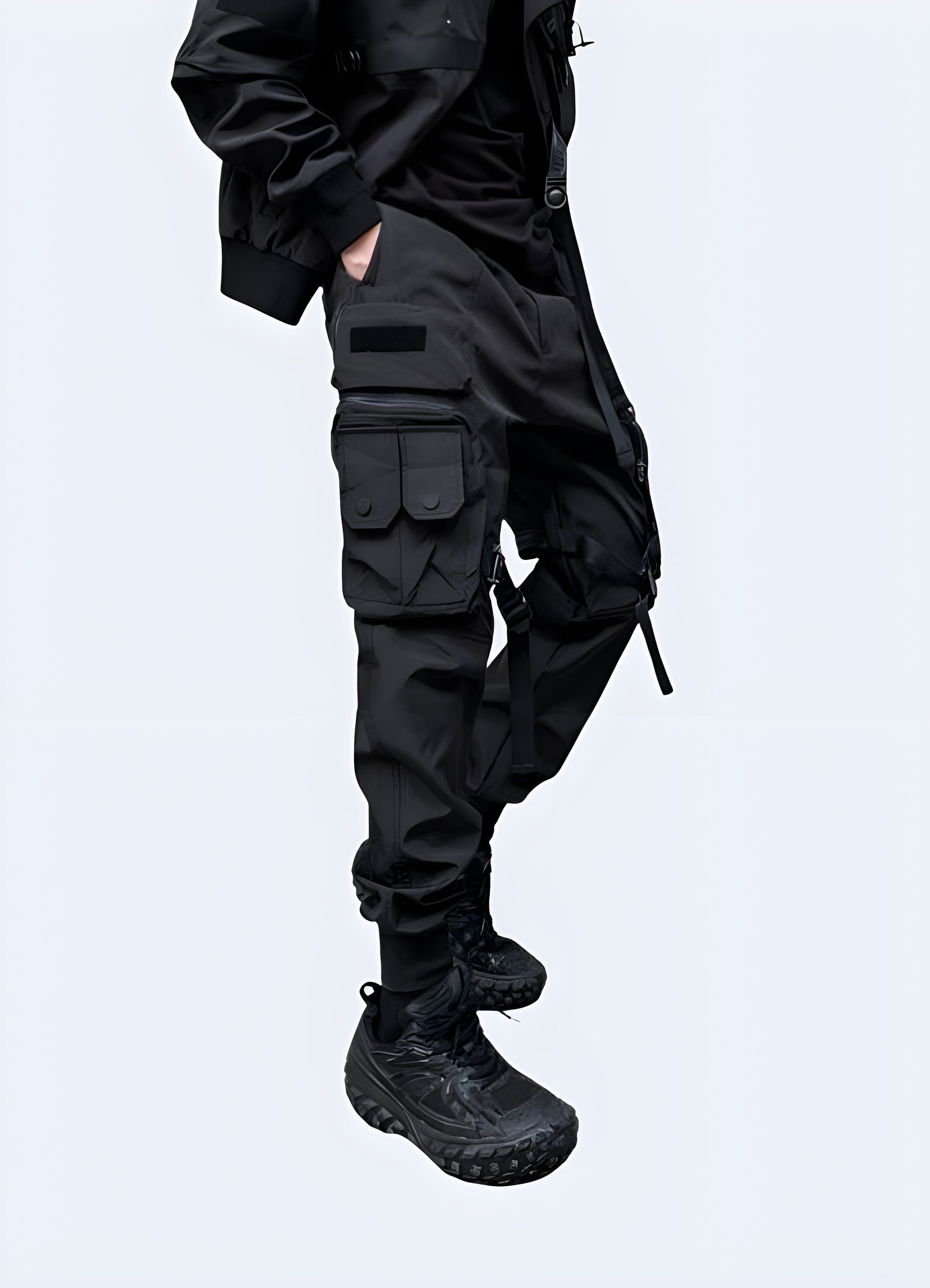 Multiple pockets on the sides paratrooper pants.