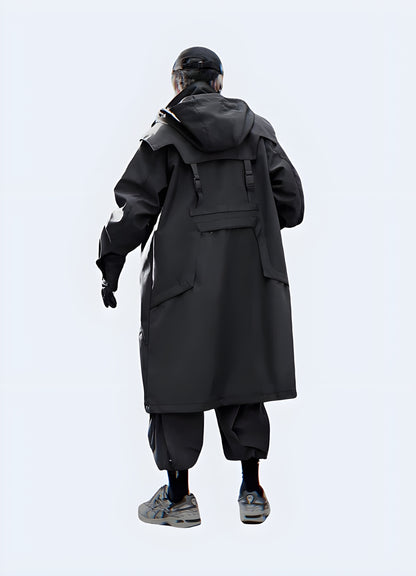 Channel the essence of streetwear with this versatile trench coat.
