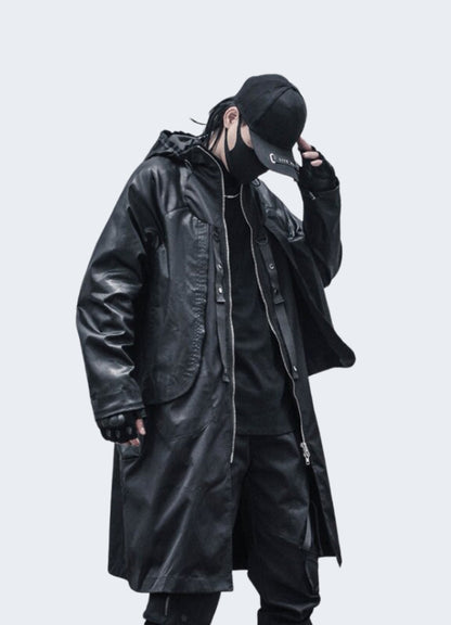 Urban streetwear inspired trench coat right side view.