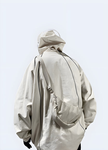 Reinforced tactical poncho hoodie white.