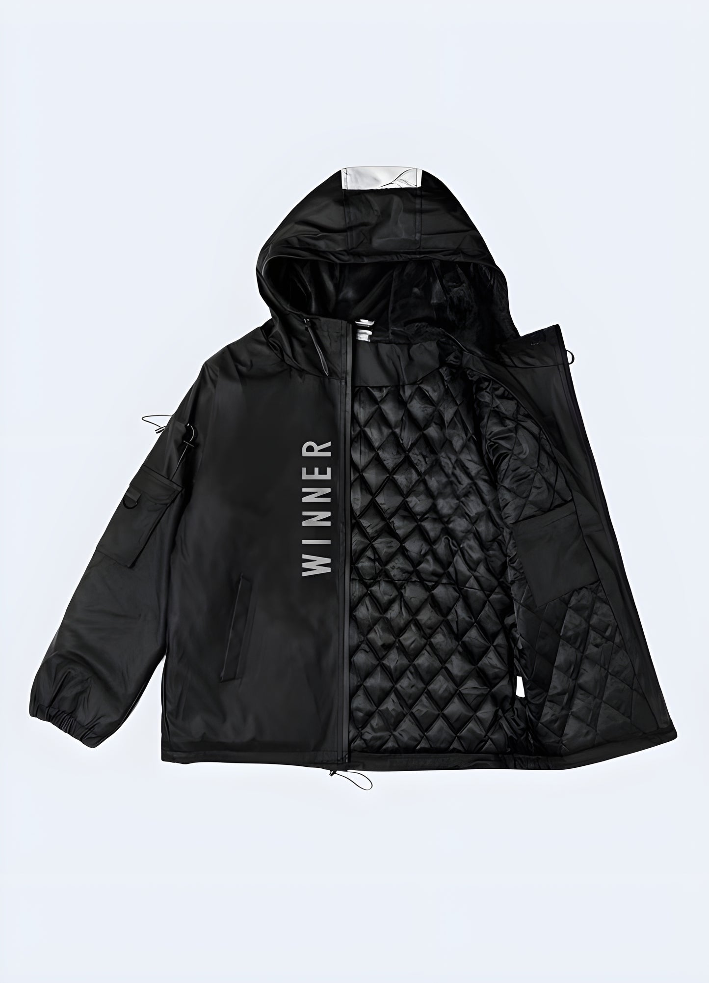 Techwear with this sleek and futuristic windbreaker front view.