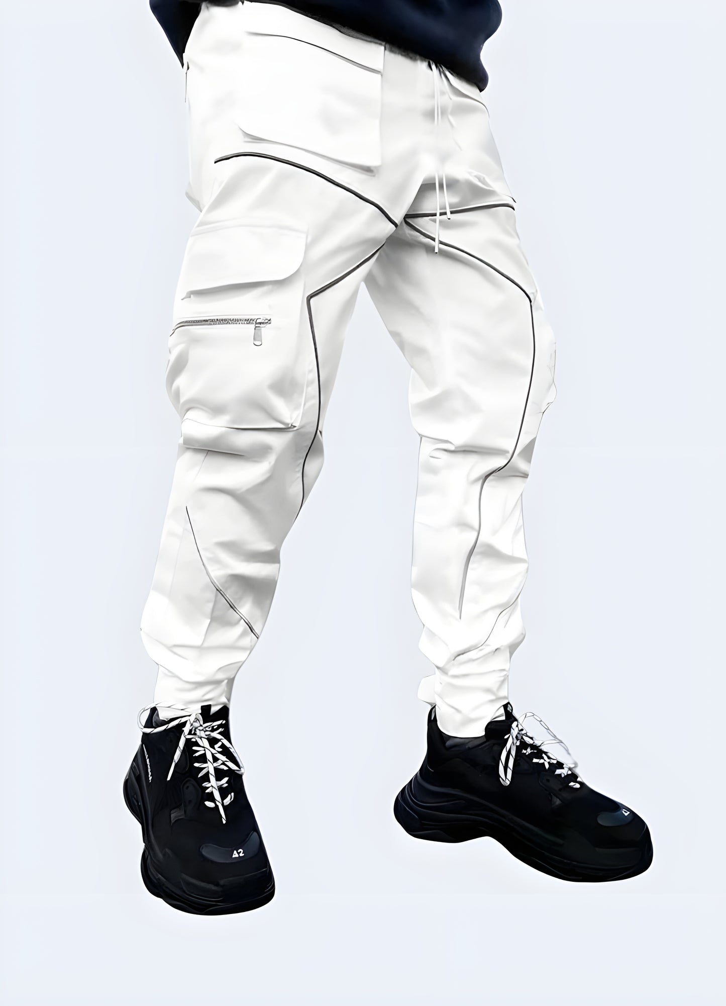 Water repellent coating action waistband white tactical pants.