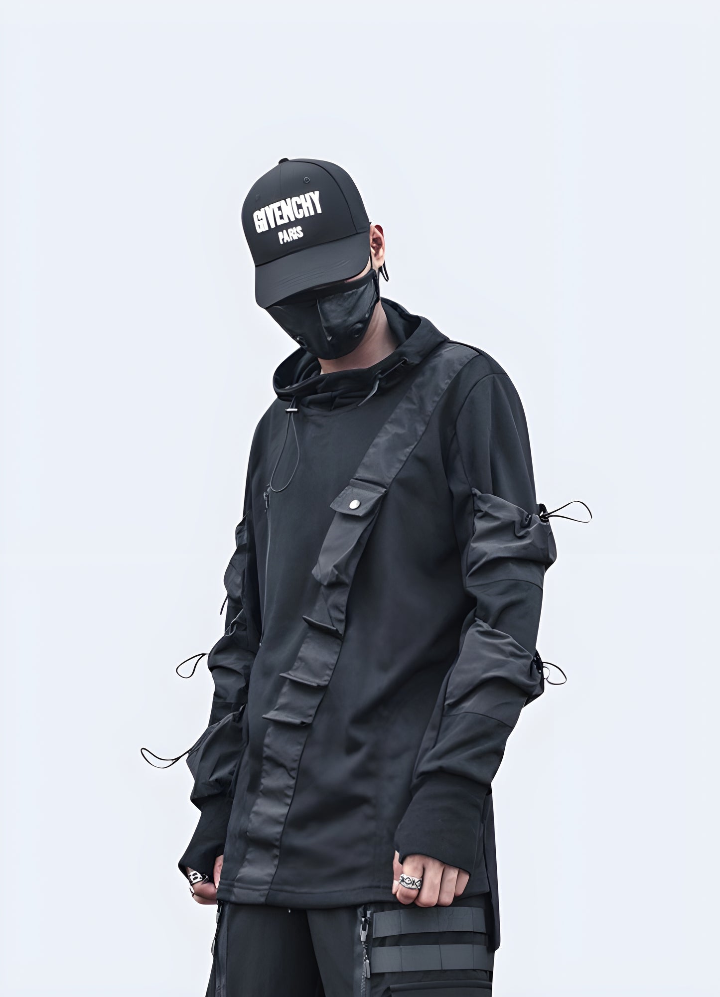 Breathable lightweight black tactical hoodie.