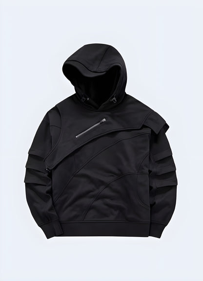 Slim-fit technical grey tech fleece hoodie.