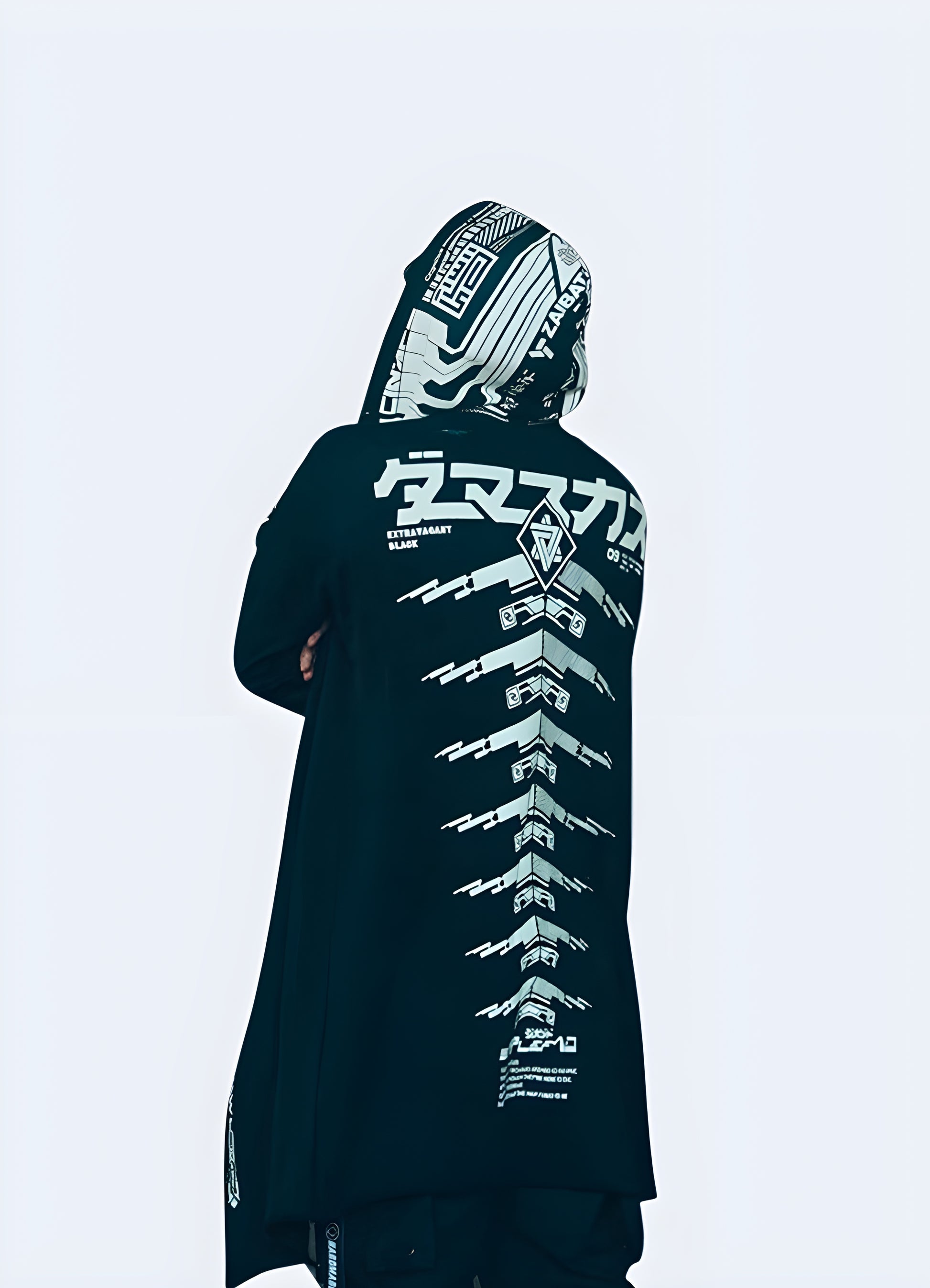 Cyberpunk fashion, japanese streetwear style hoodie.