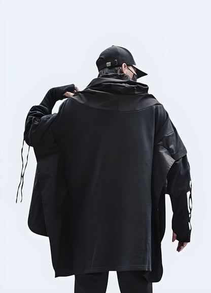Comfortable, cyberpunk fashion dark hoodei.