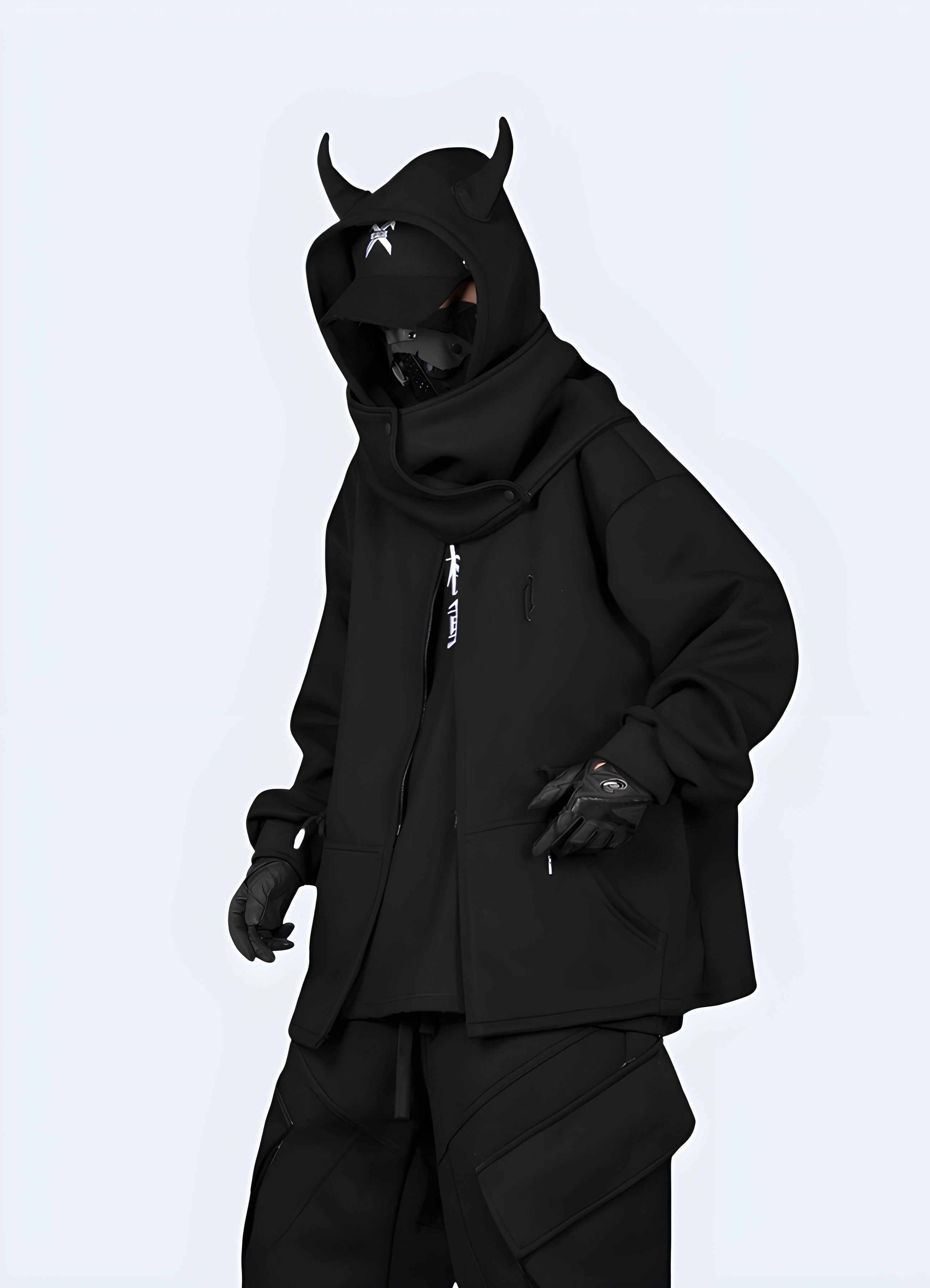 Devil-Horn Knit Hood with Extended Scarf Detail main image 1