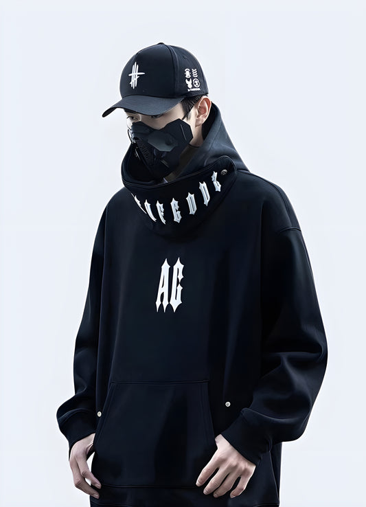 Black hoodie with inverse cross print goth hoodie.