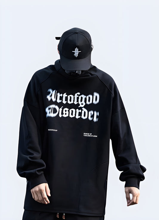 Black gothic graphic print sweatshirt.