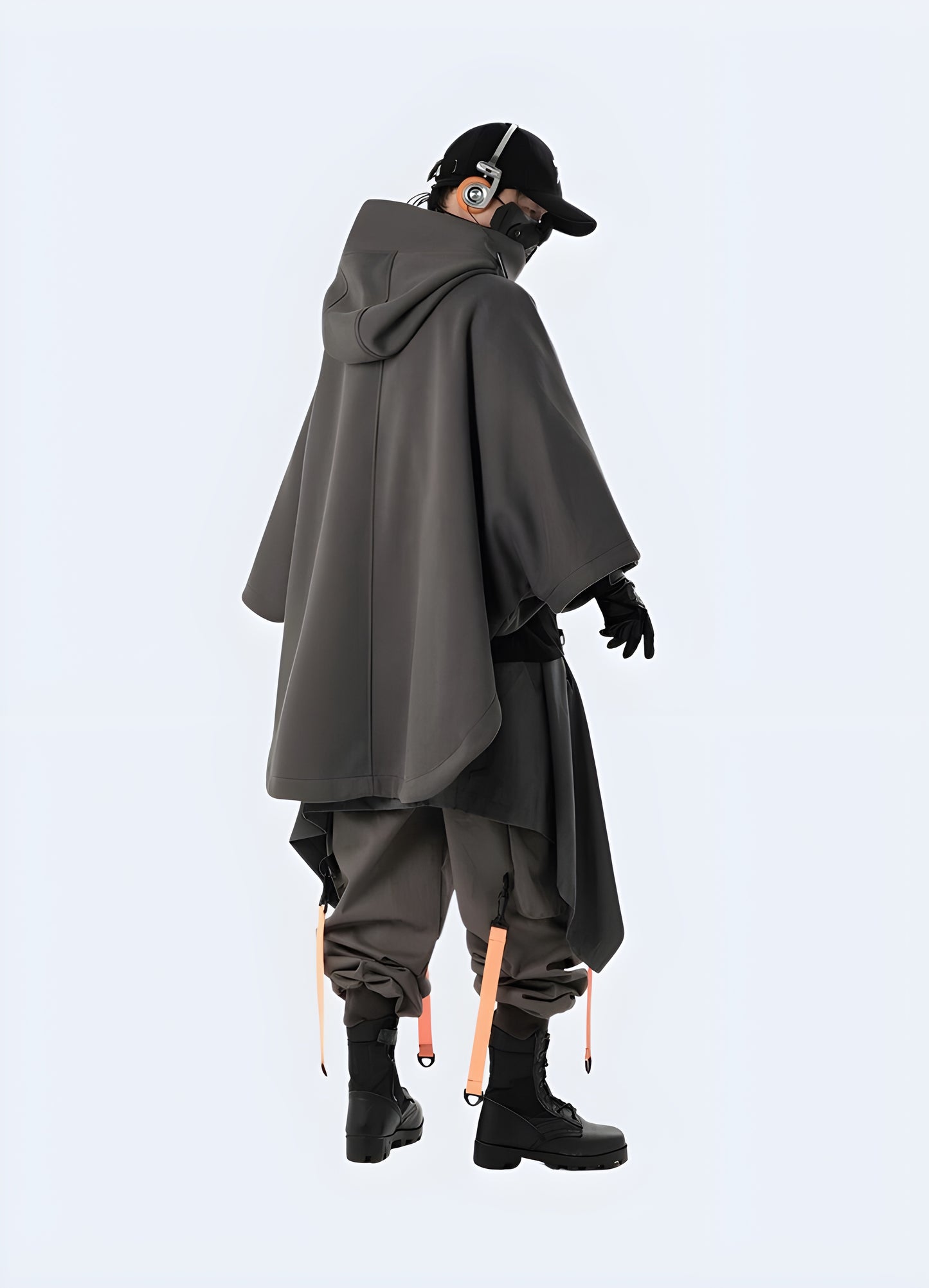 Make a statement with the unique asymmetric hem of this poncho hoodie.