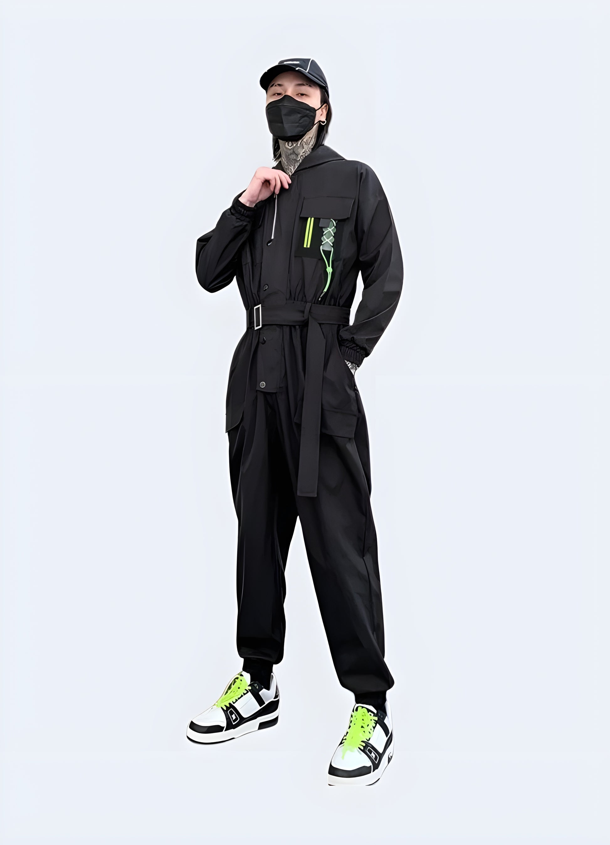 This street-style jumpsuit encapsulates pragmatic design elements.