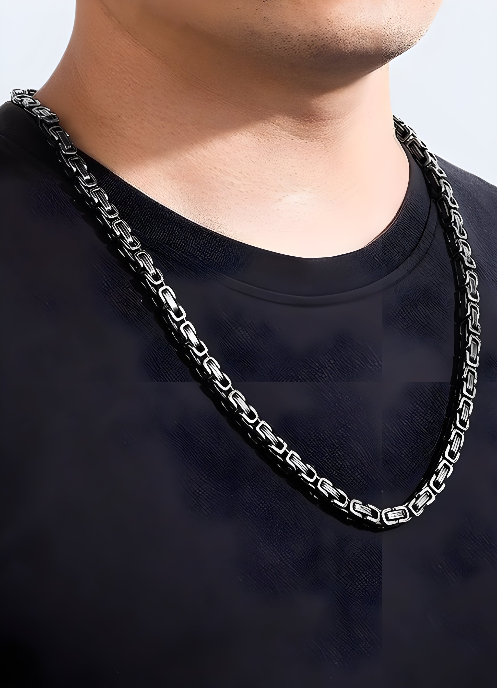 Techwear necklace sleek unisex design 22” singapore chain.