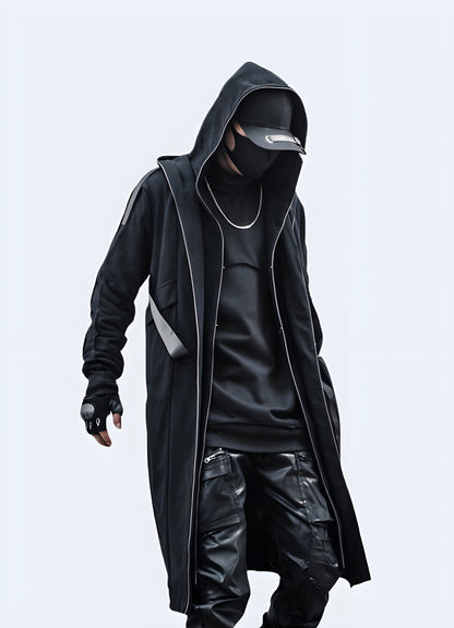 Cutting-edge aesthetic of techwear with this futuristic overcoat.