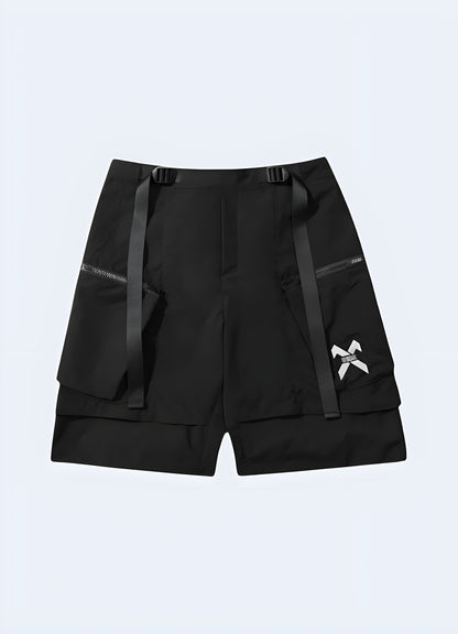 Silver reflective trim running shorts.