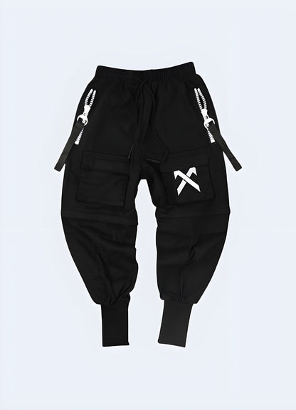 Soft brushed fleece interior techwear sweatpants black.