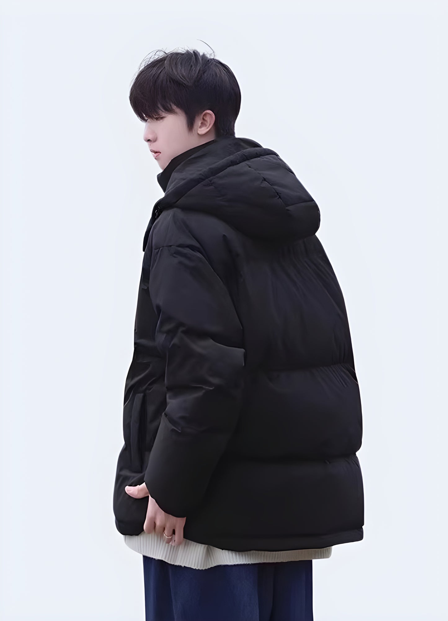 Make a bold statement with this oversized puffer jacket.