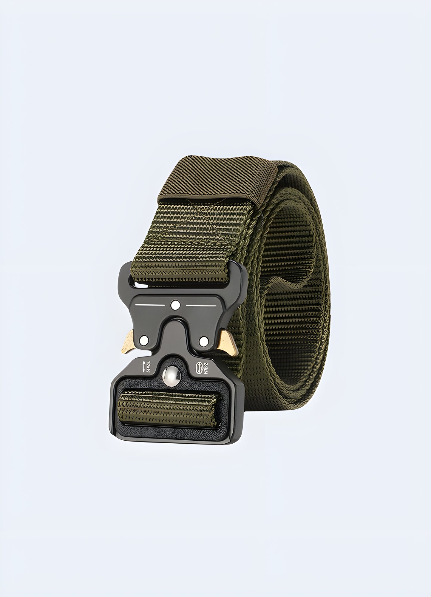 Streetwear urban belt style green pattern front view.