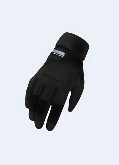 Reflective gloves black front view.