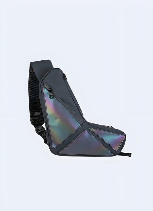 Reflective sling bag adjustable, padded strap front view.