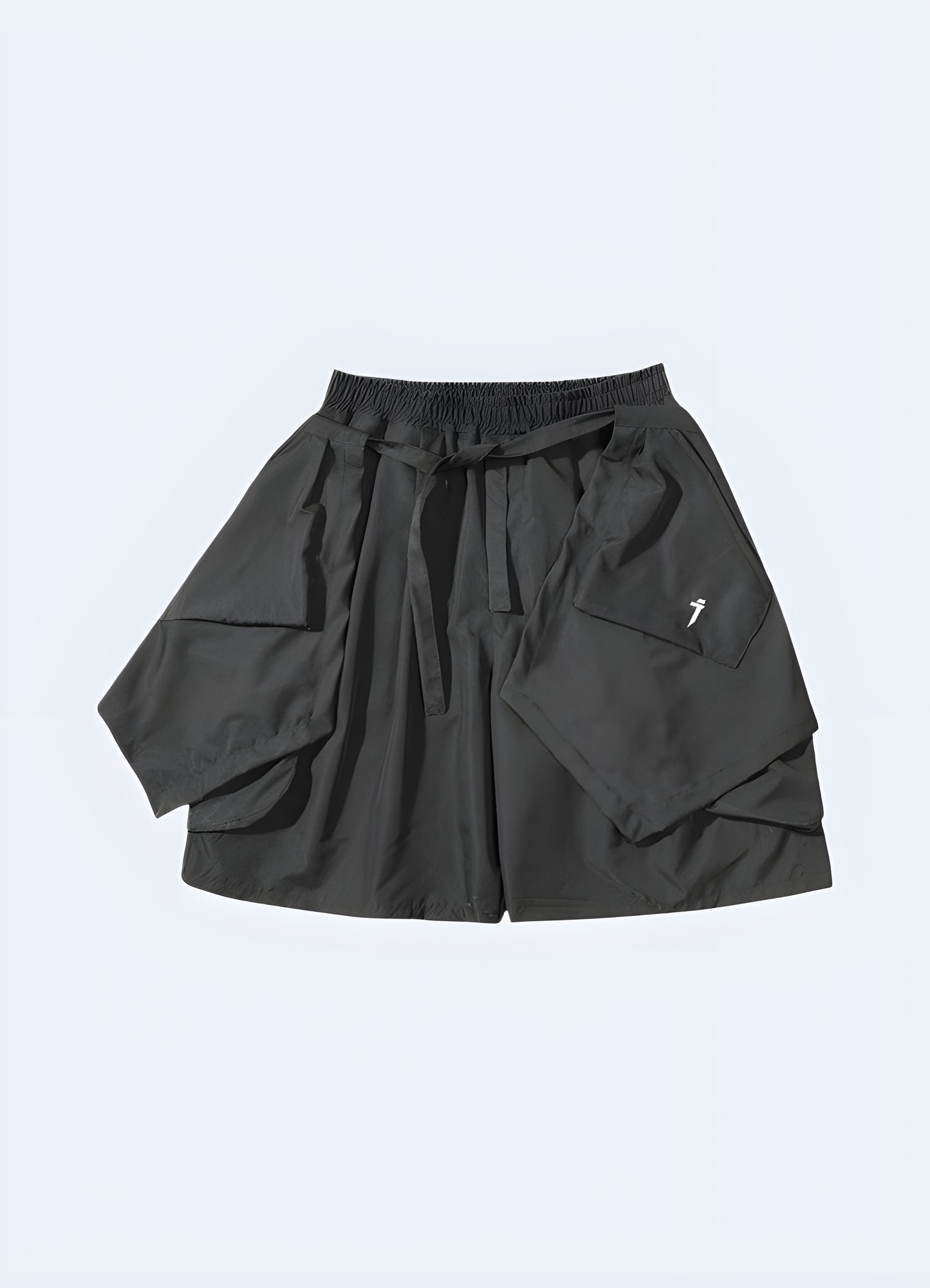 Elastic waistband & drawstrings for a perfect fit samurai shorts grey.