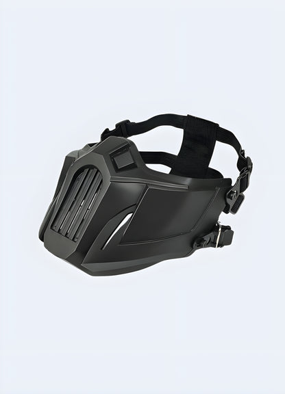 Seamless design for bulk-free fit shinobi mask.