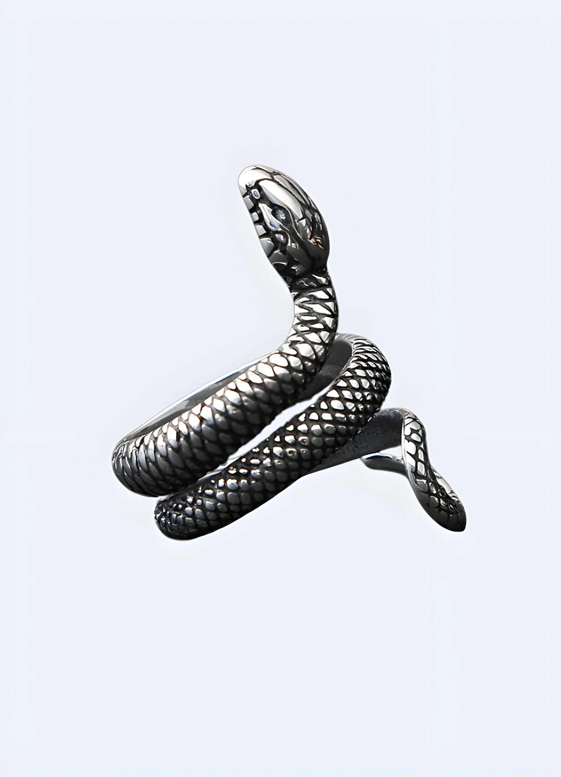 A brushed silver snake ring with a clean and contemporary design, perfect for everyday wear.