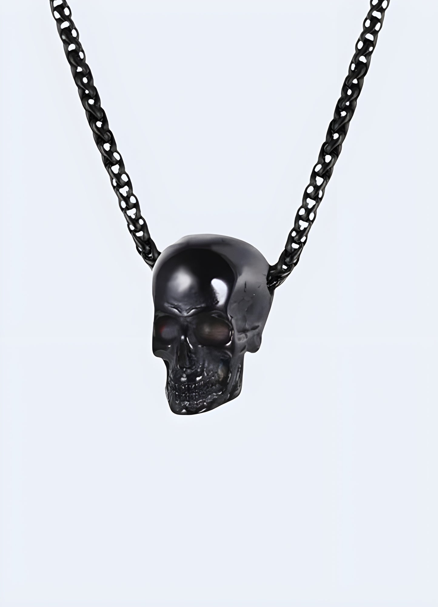 Creepy spinal cord pendant stainless steel metal skeleton necklace black.