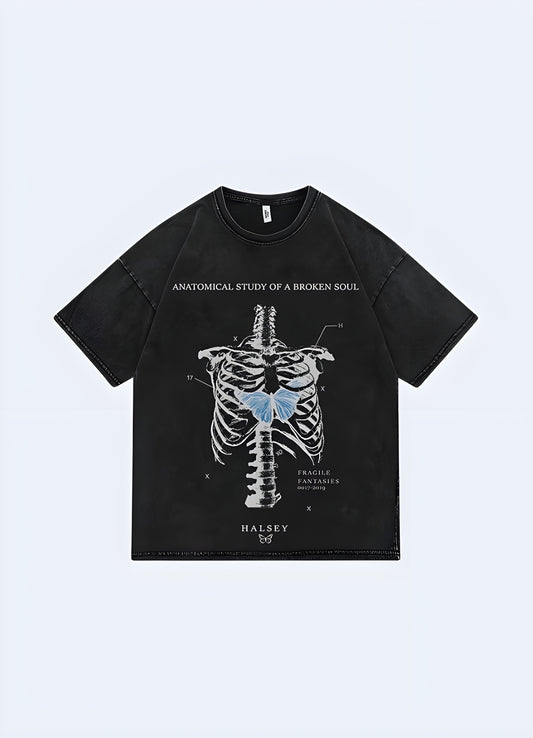 The spotlight of this skeleton tee lies in the meticulous design that graces the front.