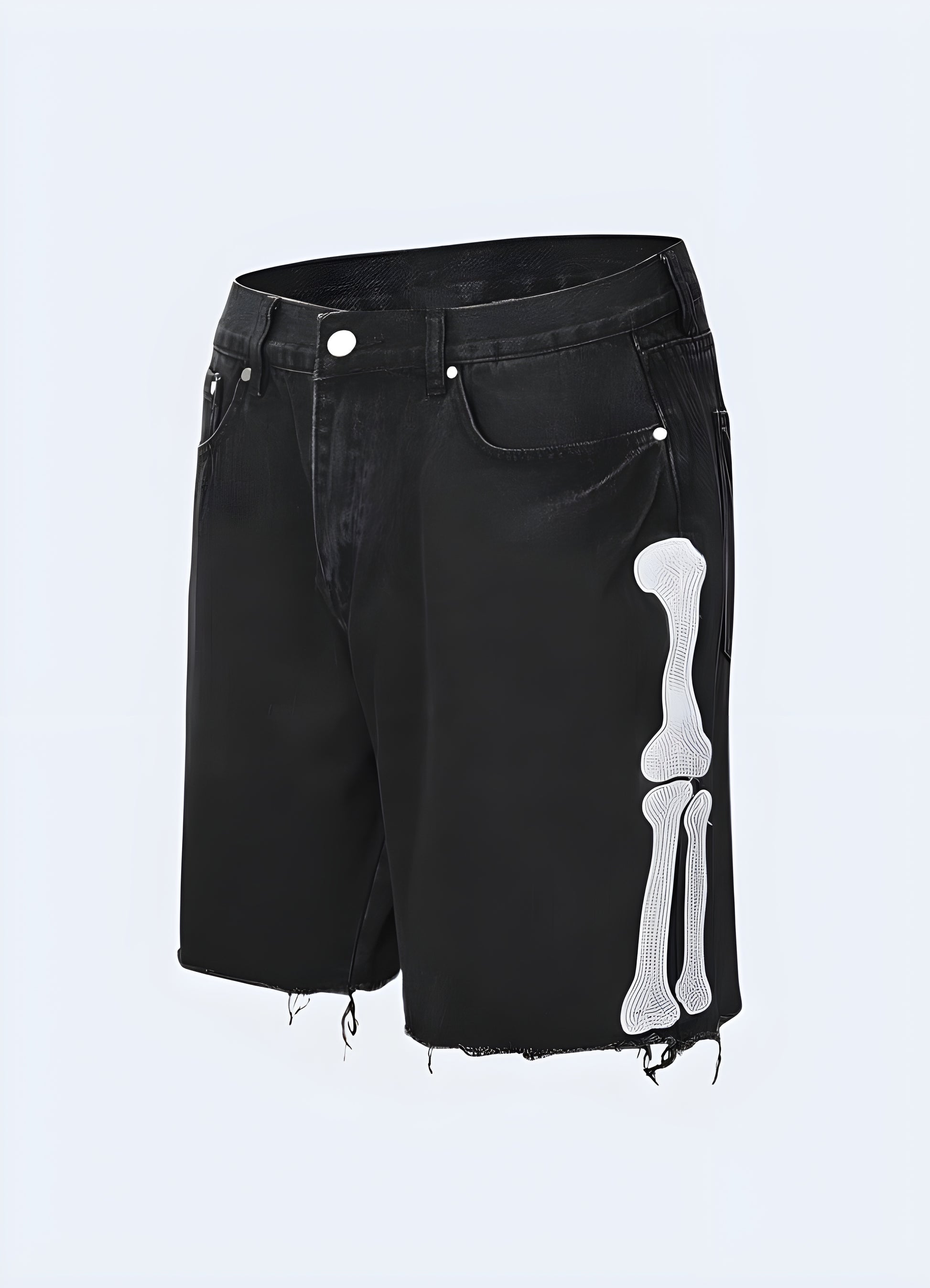 Button fastening soft and flexible skeleton shorts.