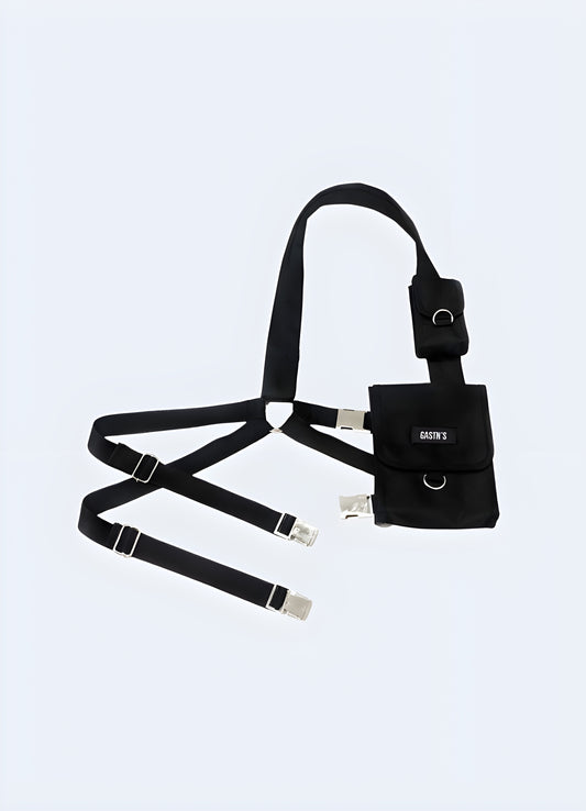 Small chest bag removable, adjustable strap design techwear, urban.