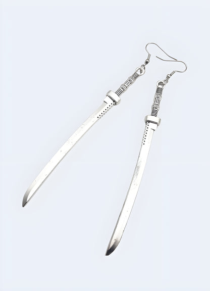  Sword shape stainless steel earrings.