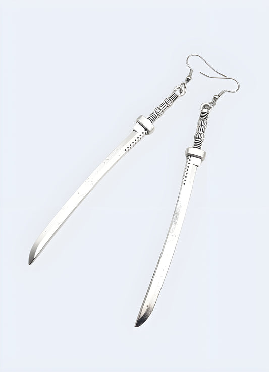  Sword shape stainless steel earrings.