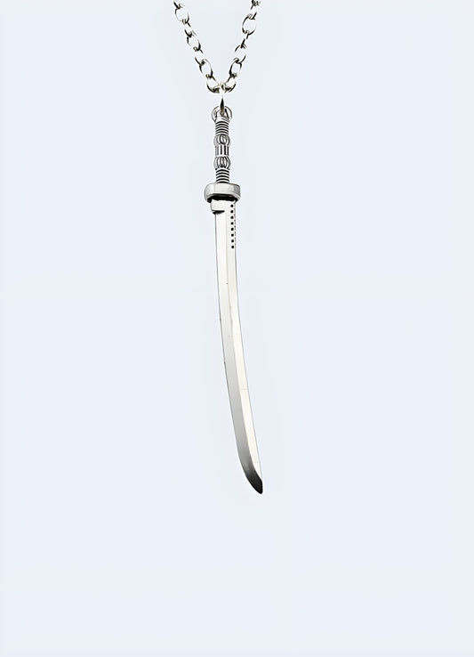 Medieval style sword pendant 24” singapore chain.