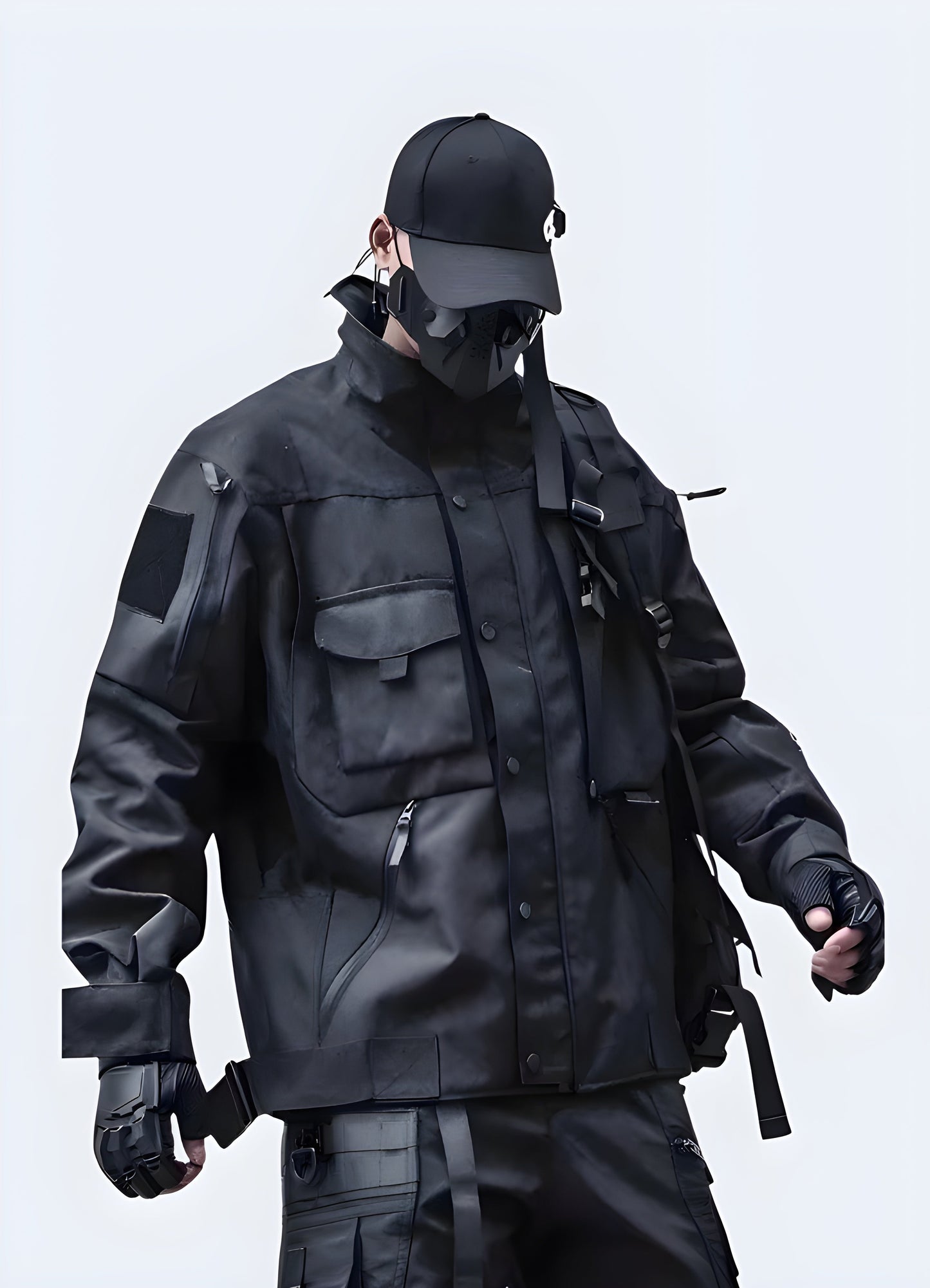 A rugged tactical bomber jacket shown in a standard fit on a model.