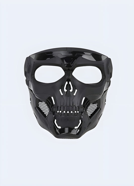  Become the embodiment of tactical terror with this ominous skull mask.
