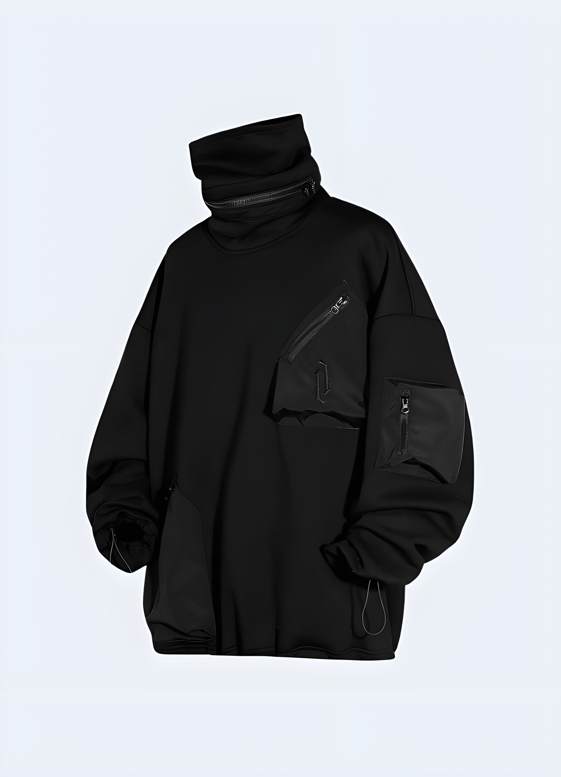 Experience laid-back confidence with this black tactical graphic sweatshirt.