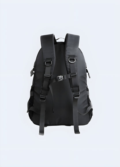 Roomy tech backpack zipper closure techwear backpack.