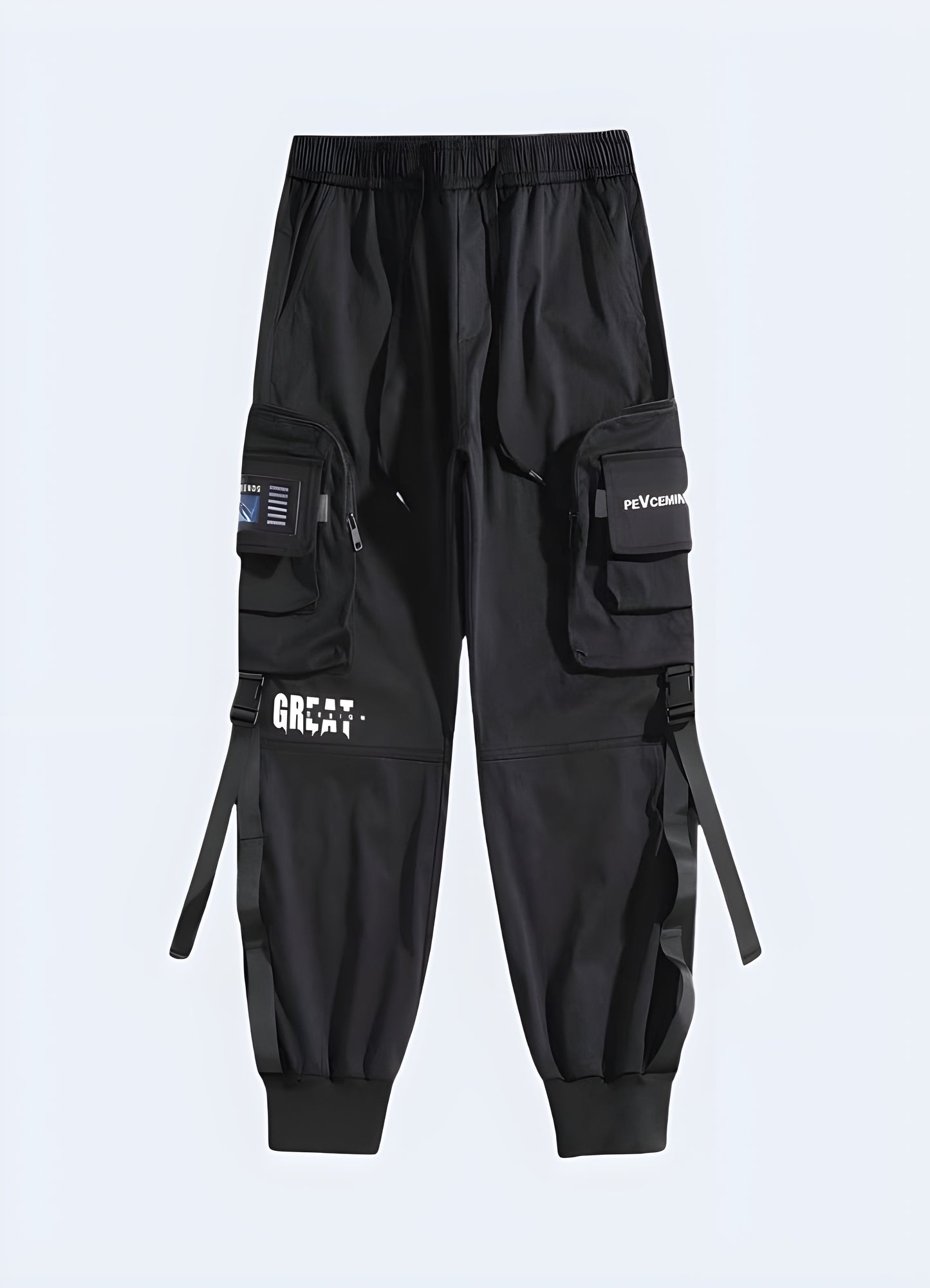 Techwear cargo trousers redefine function with innovative features and a modern aesthetic.