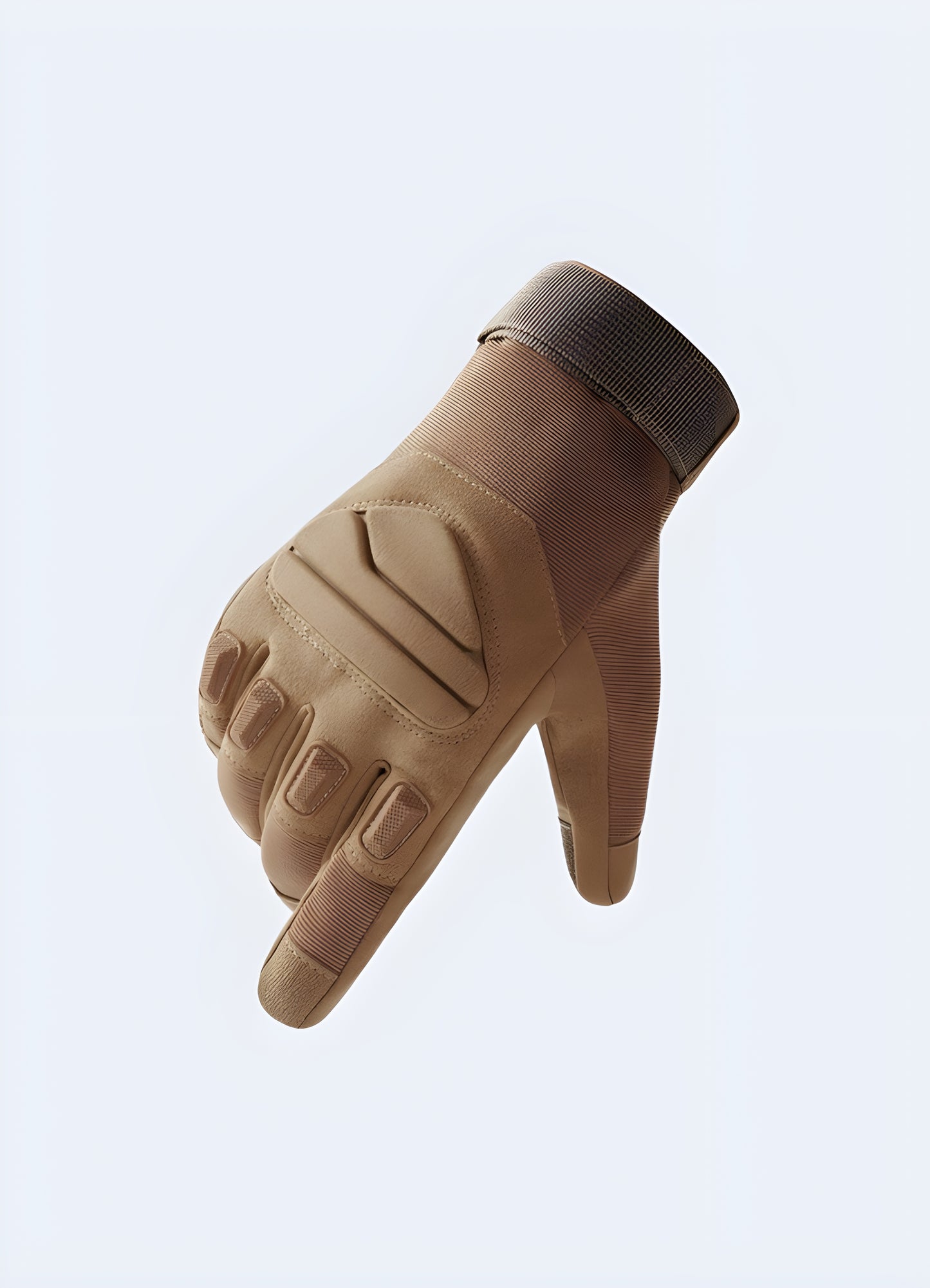 Gloves techwear full finger side view khaki.