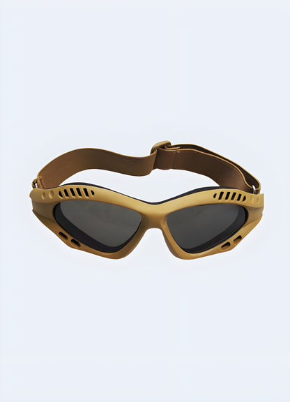 Shockproof frame overglasses fit khaki techwear outdoor goggles.