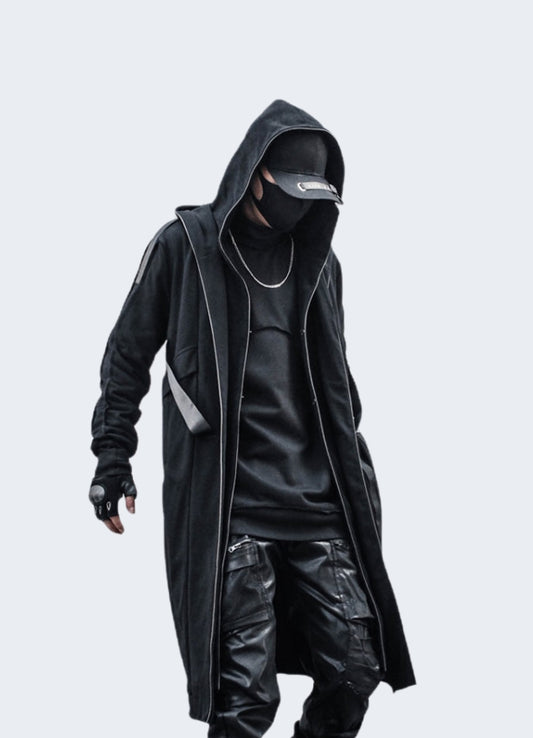 Cutting-edge aesthetic of techwear with this futuristic overcoat.