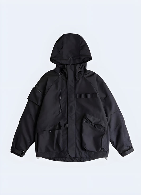 Stay dry and sharp with this essential techwear raincoat – engineered for urban explorers who demand both style and performance. Weather-resistant and sleek, it’s the perfect fusion of function and fashion. A true must-have for every techwear enthusiast.