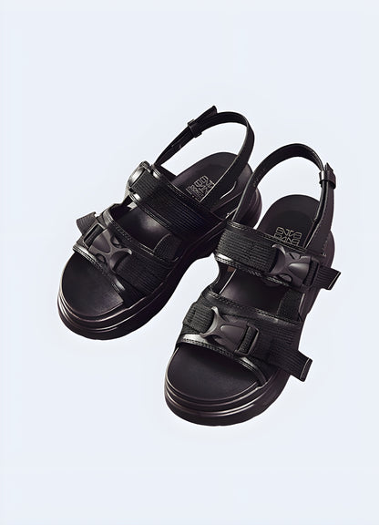 These techwear sandals enhance your urban outfits with a touch of summer elegance.