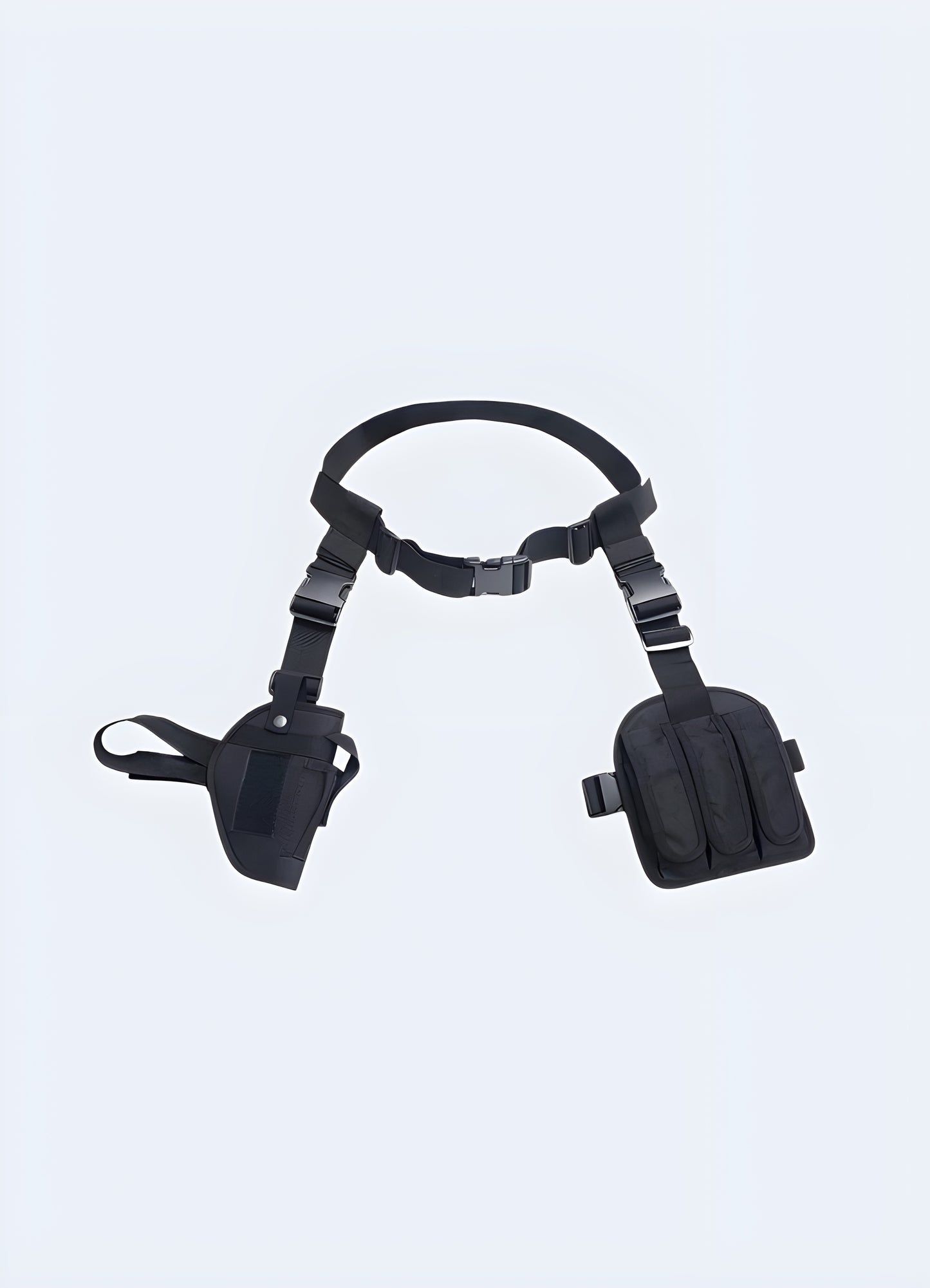 Futuristic straps design with adjustable buckles techwear straps.