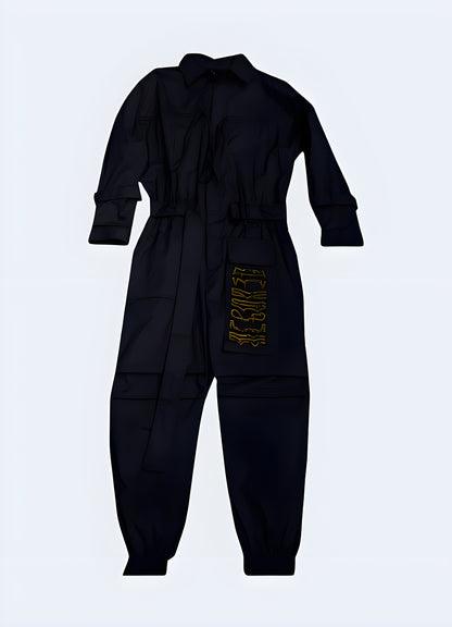 Conquer the concrete catwalk in this statement techwear tracksuit black.