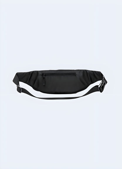 Zipper closure minimalist unisex style techwear waist bag.